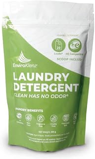 EnviroKlenz Unscented Powder Laundry Detergent, 20 Loads | Removes Odors and Stains | Hypoallergenic and Gentle on Skin | Non-Toxic & Fragrance-Free | Patented Odor Fighting Technology
