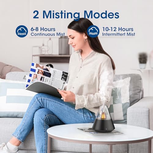 Essential Oil Diffuser,Aroma Diffusers for Home,Bedroom,Bathroom,Small Room,USB Powered 150ml Work 6-12 Hours,Waterless Auto Off, with Ambient Light and Remote, Black - Image 4