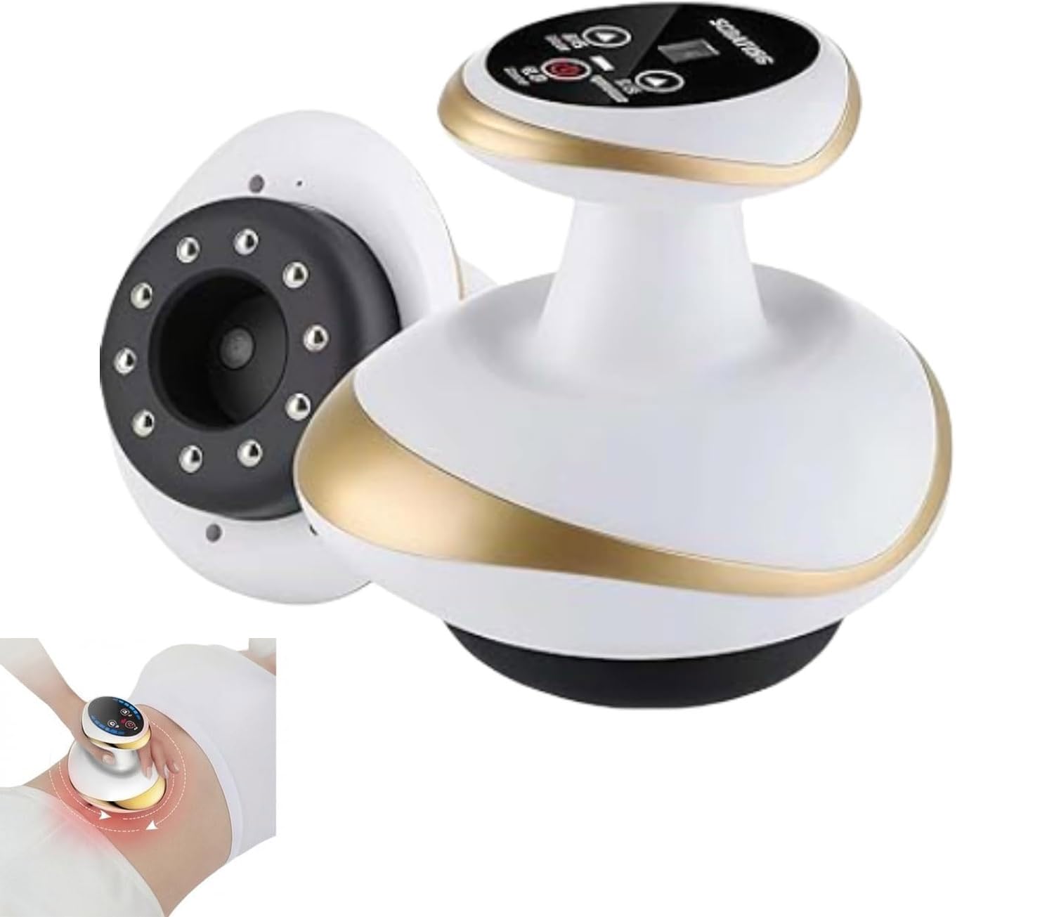Masajeador Anticelulitico| VacíO Y Gua Sha EléCtrico, Piel MáS Firme Y Mejor CirculacióN, Masaje De Tejido Profundo Con Calor, Para Muslos Abdomen Hombros Manos Rostro(Recargable) (Blanco)
