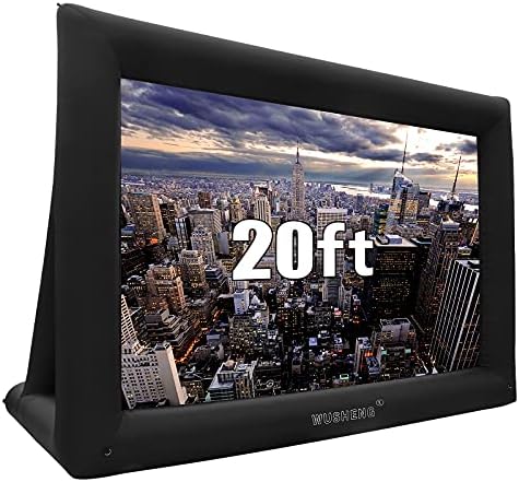 WUSHENG 20 Feet Inflatable Outdoor and Indoor Theater Projector Screen - Includes Inflation Fan, Tie-Downs and Storage Bag - Only Supports Front Projection