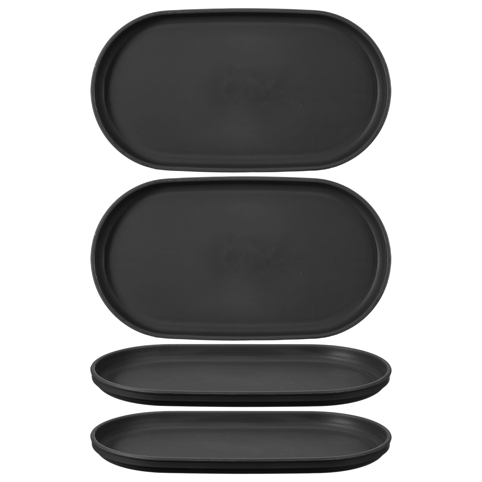 sourcing map 4Pcs Fast Food Serving Trays, 23.8x13cm Oval Reusable Restaurant Serving Trays for Kitchen Restaurant Coffee Fruit Burger Lunch Dessert, Black