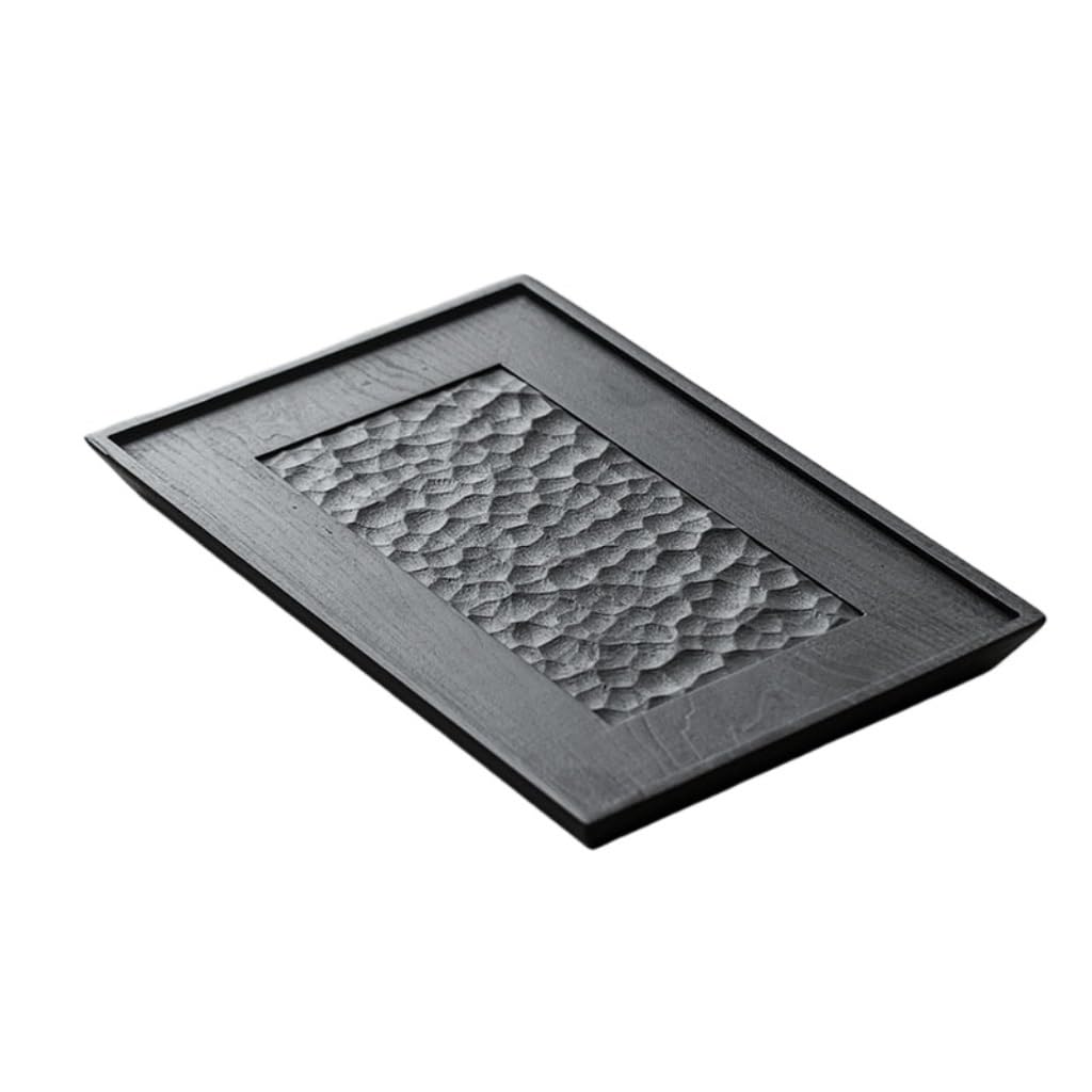 Bandejas de té para servir de madera maciza, bandeja de té rectangular, bandeja de almacenamiento para sala de estar, bandeja de té seco para oficina