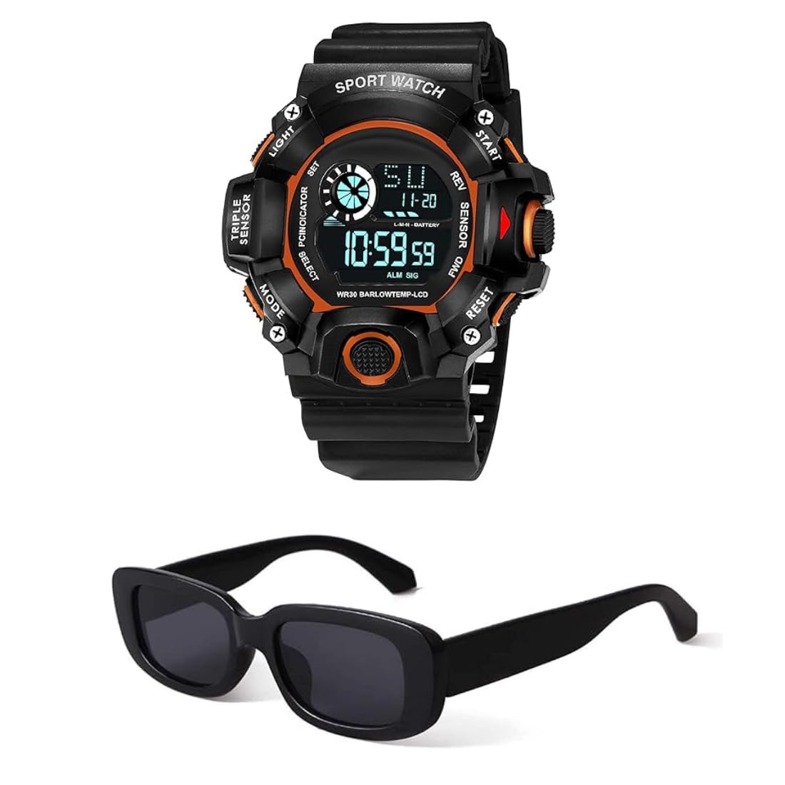 UNEQUETREND Puthak Digital Dial Sports Watch and UV Protected Sports Sunglasses Combo Pack of 2 Men Orange (B098BQLKRY) Amazon Price History, Amazon Price Tracker