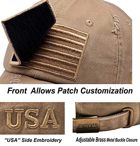 Image of Antourage American Flag Unisex Baseball Hat for Men and Women | USA Flag Mesh Snapback Flat Visor Cap + 2 Patriotic Patches