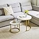 IBUYKE Runder Nisttisch, Abnehmbarer 2er Set Couchtische, Stapelsofa Beistelltisch, Beistelltisch, für Wohnzimmer, Schlafzimmer, Büro, Balkon, Wohnung, Weiß und Gold TMJ062G