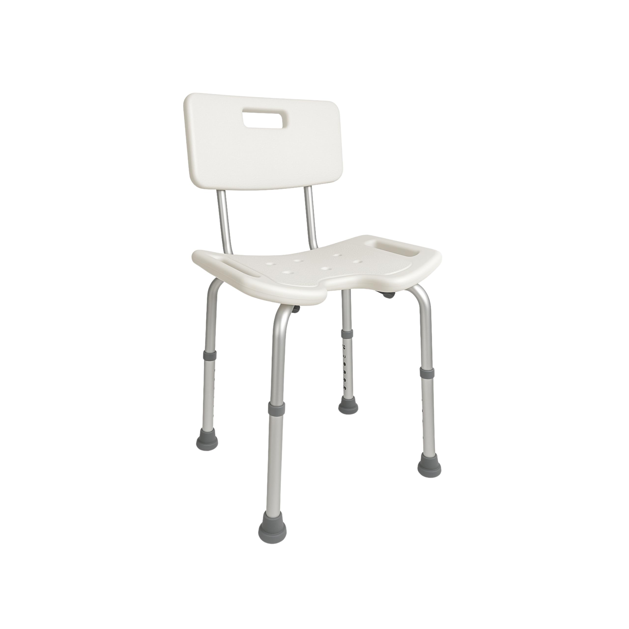 Mobiclinic, Silla de baño, Marisma, Taburete Ducha, Marca española, Asiento en u, Ortopédica, Altura Regulable, con Respaldo, Conteras Antideslizantes, para Personas Mayores, Movilidad Reducida