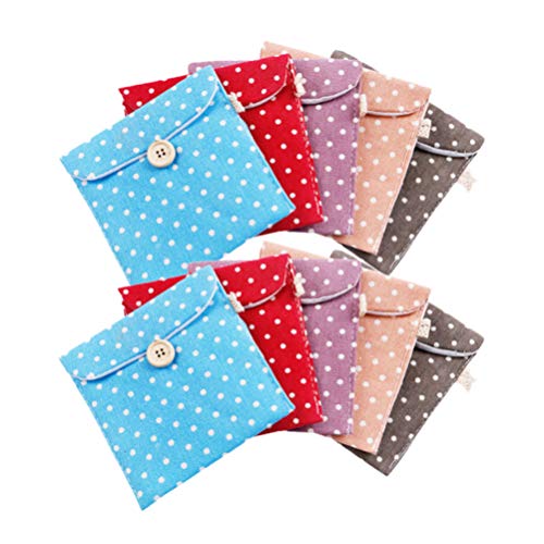 Healifty 10 Uds. Servilletas sanitarias de lino para enfermería, bolsas de almacenamiento de tampones, organizador de almohadillas menstruales, monedero para mujeres y niñas, color al azar