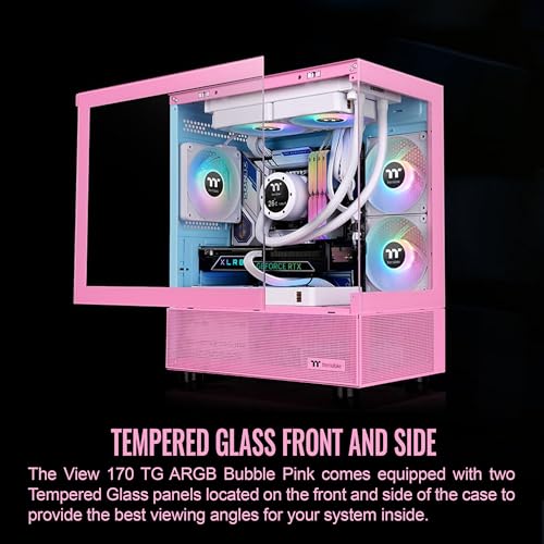 Image of Thermaltake View 170 TG ARGB m-ATX Chassis; 3x120mm ARGB Lite Fans Included; 280mm Radiator Support; 340mm GPU Clearance; 160mm Air Cooler Max Height; Bubble Pink; CA-1Z4-00MAWN-01
