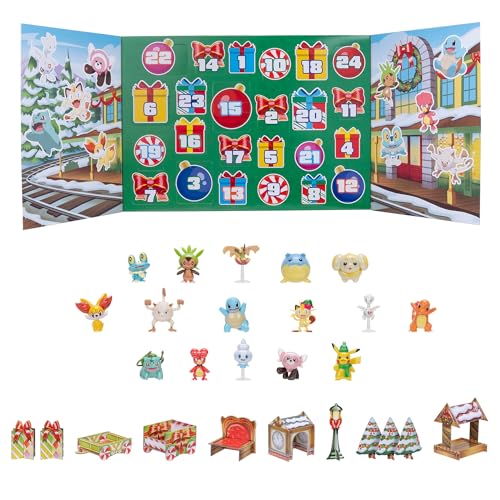 Pokémon Holiday Advent Calendar - Features 16 2-Inch Battle Figures with Special Finish and Eight Unique Accessories