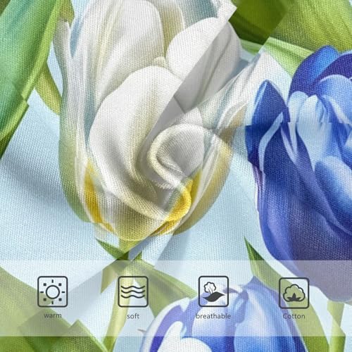 Cotton Toddler Underwear Floral Blue White Tulips Light Blue Little Girl Panties Aesthetic Briefs Undies Kids 2t3