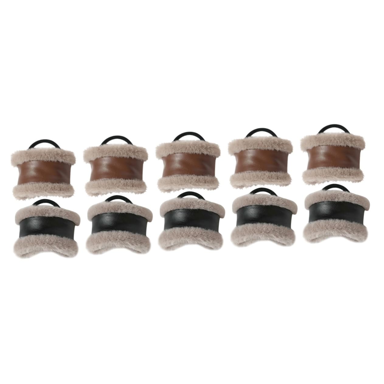 Healeved 10piezas Ponytail Holder De Pu Cuero Elegante Accesorios De Pelo De Pluma Para Mujeres y Adolescentes