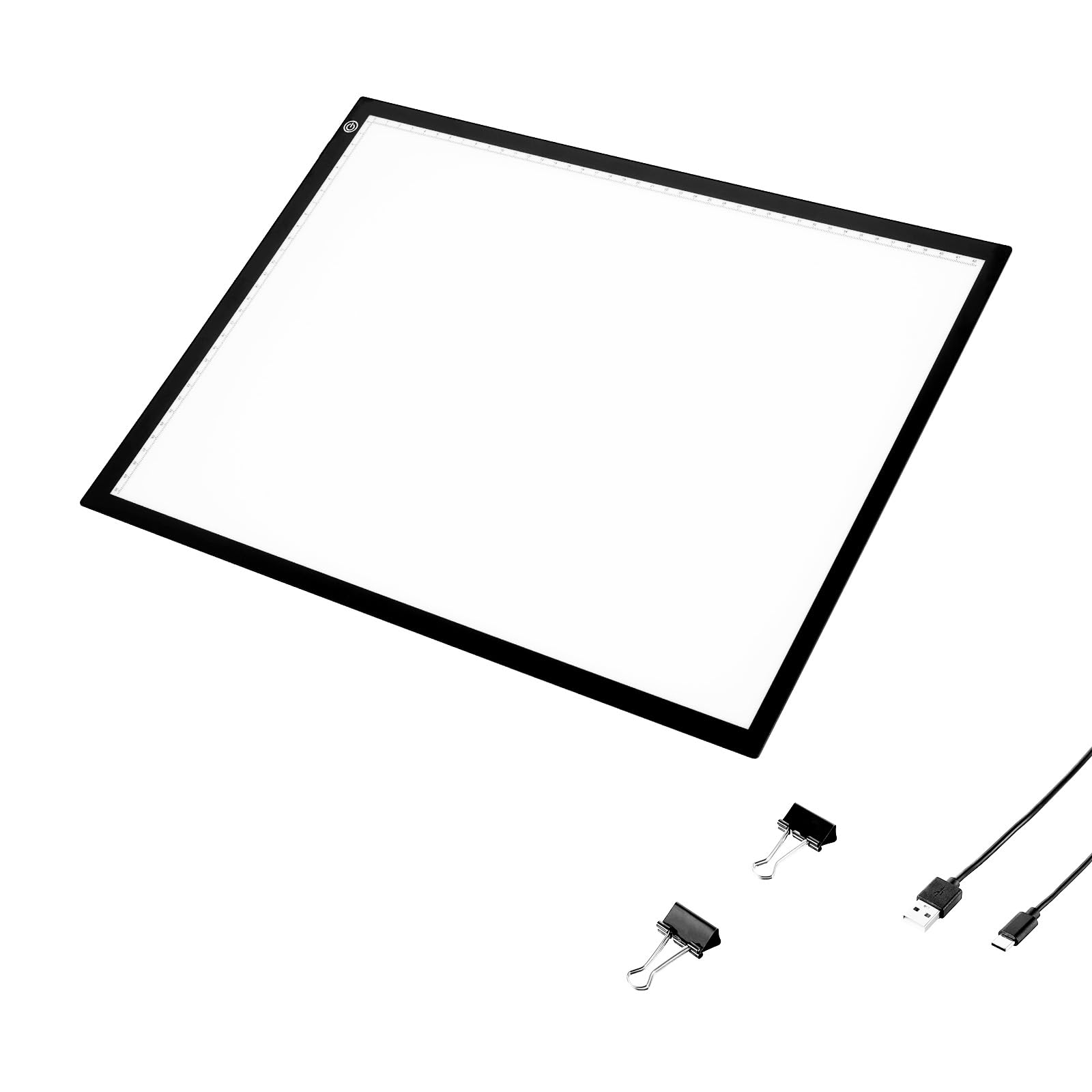 VEVOR Tablero de Luz Panel de Luz LED A3 con Brillo Regulable de 3 Niveles, Mesa de Luz Alimentada por USB para Trazado, Caja de Luz para Pintura con Diamantes, Animación, Bocetos, Estarcido, Negro