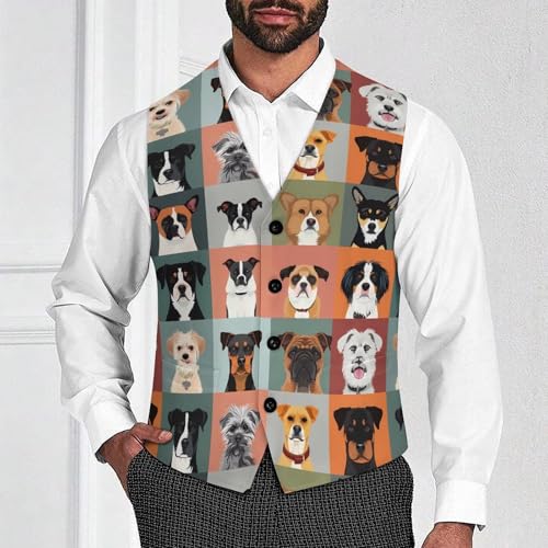 Dog Selfie Novelty Men's Suit Vest Casual Formal Dress Vests Business Waistcoat2
