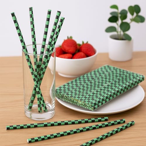 100 Pitillos Desechables de Papel Verdes y Negros miniatura 4