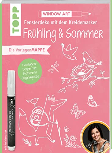 Vorlagenmappe Fensterdeko mit dem Kreidemarker - Frühling & Sommer. Inkl. Original Kreidemarker von KREUL: Anleitungsheft, 7 Vorlagenbogen mit Motiven ... Motive als Download (Vorlagenmappen)