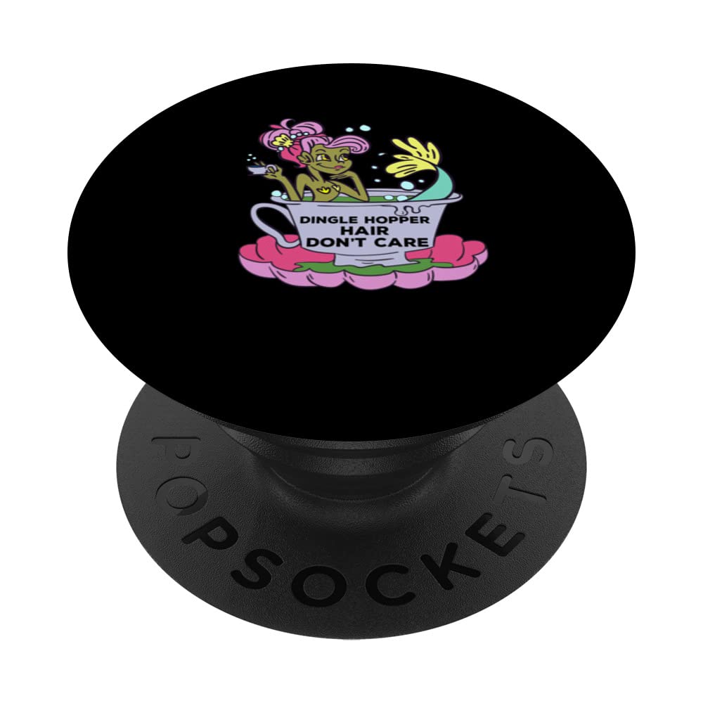 Dinglehopper Hair Don't Care Funny Quote Mermaid PopSockets Swappable PopGrip