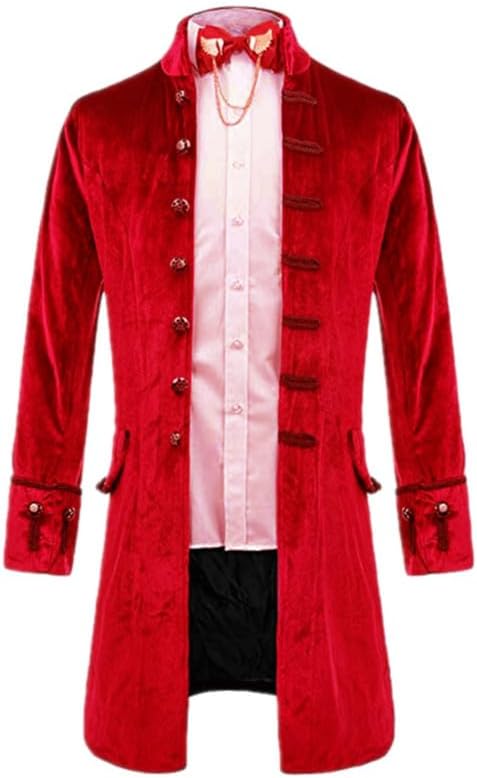Mens Retro Velvet Victorian Steampunk Long Blazer Jacket Gothic Frock Coat JK003