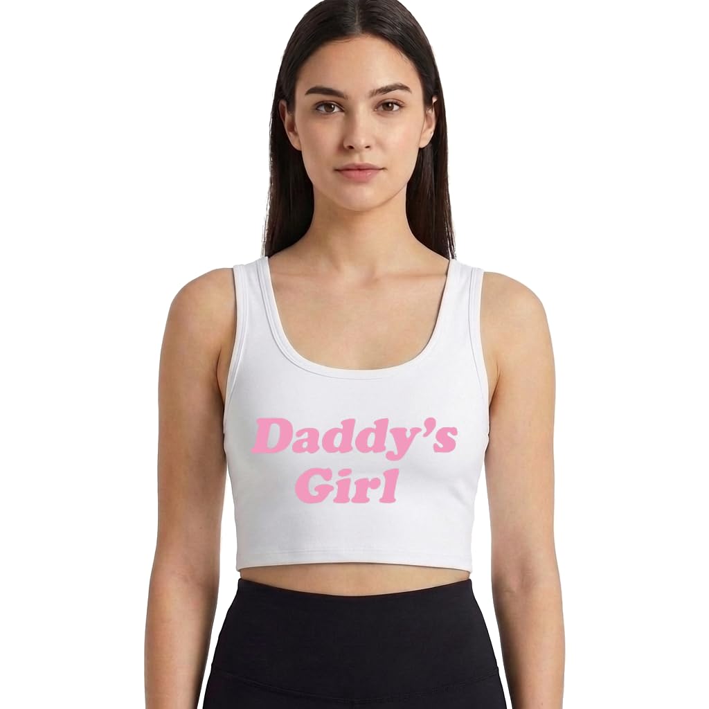 Daddy's Girl Women Fashion Summer Sleeveless Cotton Crop Top Vest Black-picture-36
