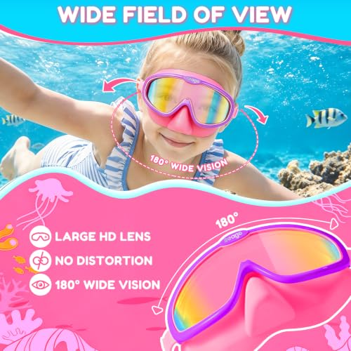 Image of Seago Kids Swim Goggles 2 Pack for 3-12, Anti-Fog Clear View,Toddler Goggles with Nose Cover Swimming Goggles