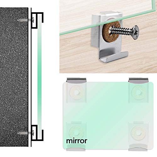 Timesetl Spiegelklemmen, spiegelbevestigingsset, roestvrij staal, 32 x 24 mm, spiegelbevestigingsclips, voor het… - Afbeelding 7