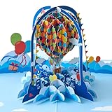 Magic Moments® Fröhlicher Heißluftballon Pop Up Karte - Lustige 3D Geburtstagskarte Groß mit Umschlag zum Geburtstag oder besonderen Anlass - Gutschein für eine Ballonfahrt, eine Reise