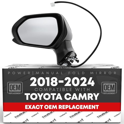 Passenger Side Mirror Replacement - Compatible with 2018-2024 Toyota Camry - Powered Adjustment, Manual Folding, Convex Glass - Black, 5H3P - OEM 8791006800, 8791506330