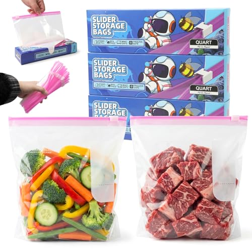 60 Piezas Bolsas Congelacion, 20,2 x 18 cm Bolsas Zip para Congelar, Alimentos Herméticas Reutilizables con Parte Inferior Expandible, Ziplock Bag Para Carne, Frutas y Verduras