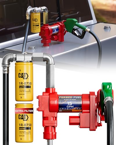 Forged-Fuel Heavy Duty 12V Fuel Transfer Pump 15 GPM Flow Rate with Premium Filter Package for Diesel Gasoline Kerosene Ethanol and Biodiesel