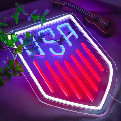 Image of AHlove USA Neon Sign for Wall Decor,LED Neon Lights for Game Room、Man Cave,Birthday、Christmas Gifts for Teen Boys and Girls