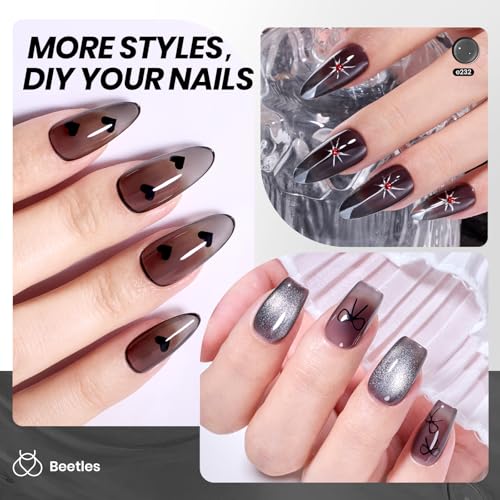 Image of Beetles Black Jelly Gel Nail Polish - 15ML Sheer Black Gel Polish Neutral Jelly Translucent Effect Soak Off UV French Nail Art DIY Home Manicure Gift for Women