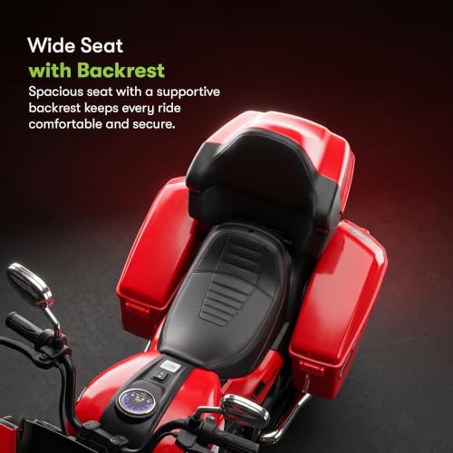 Image of Baybee Adreno Baby Electric Bike for Kids with Hand Accelerator | Big Battery Baby Bikes with Realistic Meter, RGB Lights & Music | Rideon Battery Operated Bike for Kids to Drive 1 to 8 Years (Red)