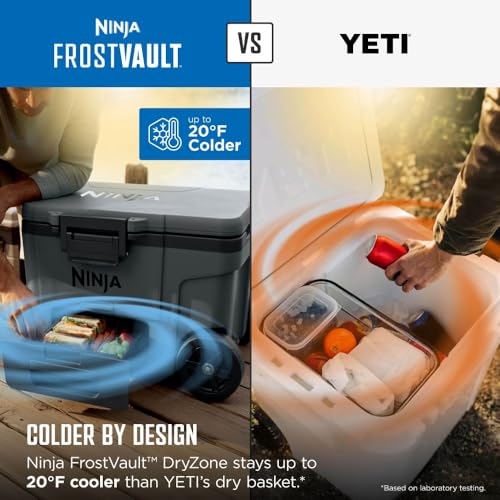 Image of Ninja FrostVault | 65qt Wheeled Cooler with Cold Dry Zone | Integrated Fridge-Temp Dry Storage Drawer | Premium Heavy-Duty Insulated Cooler | Keeps Ice for Days | Charcoal Gray | FB265CG