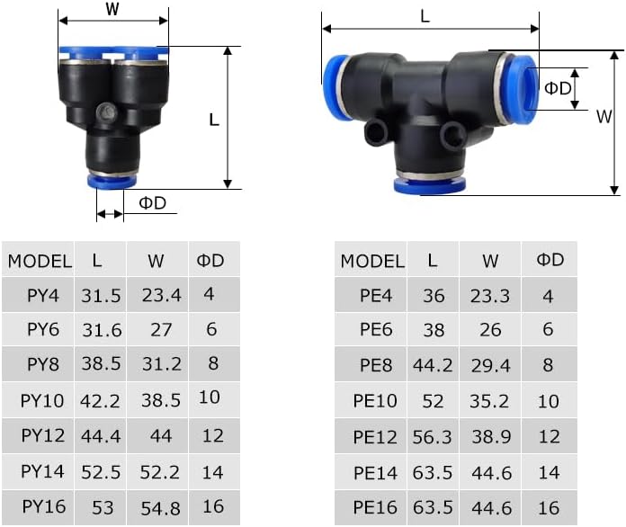 10PCS PY/PU/PV/PE/HVFF/SA/PK Pneumatic fitting pipe gas connectors