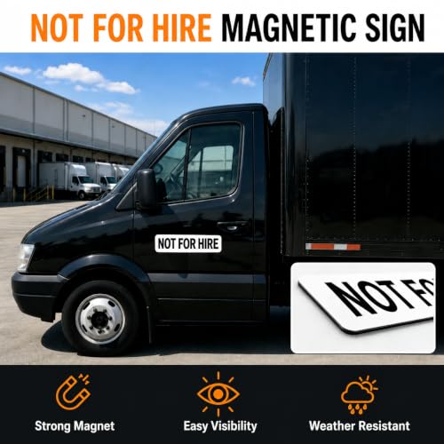 Image of Not For Hire Magnetic Signs, 3 inchx 11.8 inch Not For Hire Car Magnetic Sticker Signs for Vehicles, Display On Box Truck, Tractor Trailer, Company Vehicle, Personal Vehicle