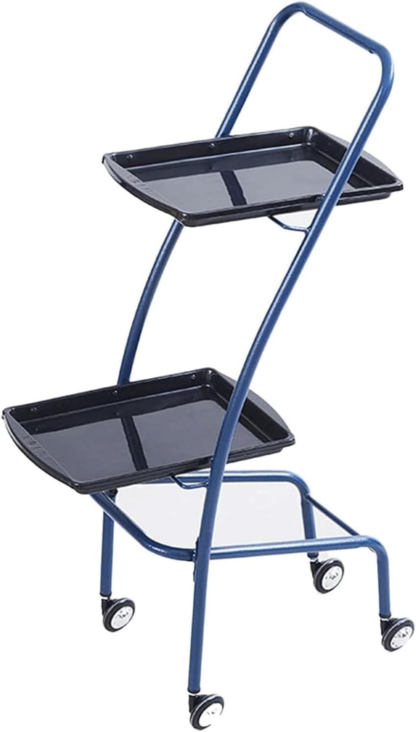 VUIKLCty Folding Salon Trolley Metal Salon Cart Instrument Tray Trolley Cart With Casters Salon Rolling Cart For Barber Storage Cart(Blue)