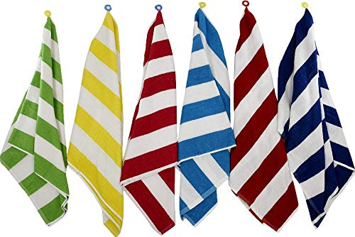 100% Cotton Bath Towel, Pack of 6, Cabana Stripe Beach Towel, Large Pool Towels (27\" x 54”), Highly Absorbent, Light Weight, Soft and Quick Dry Swim Towels, for Parties, Guests- Floral Jacquard design