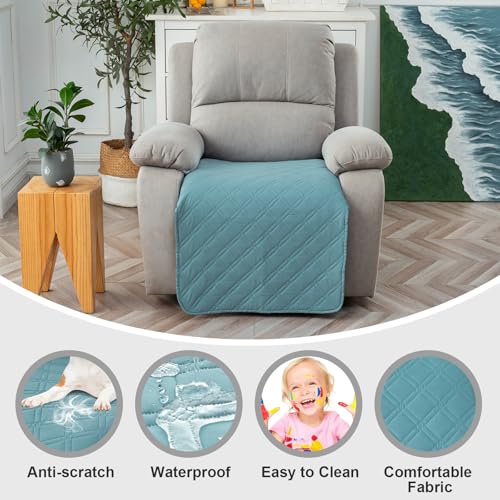 Image of Genina Waterproof Recliner Chair Covers, Recliner Cover for Dog Pets Friendly, Washable Antislip Reclining Chair Cover Furniture Protector, Sofa Slipcover for Living Room(23.6inch /Blue)