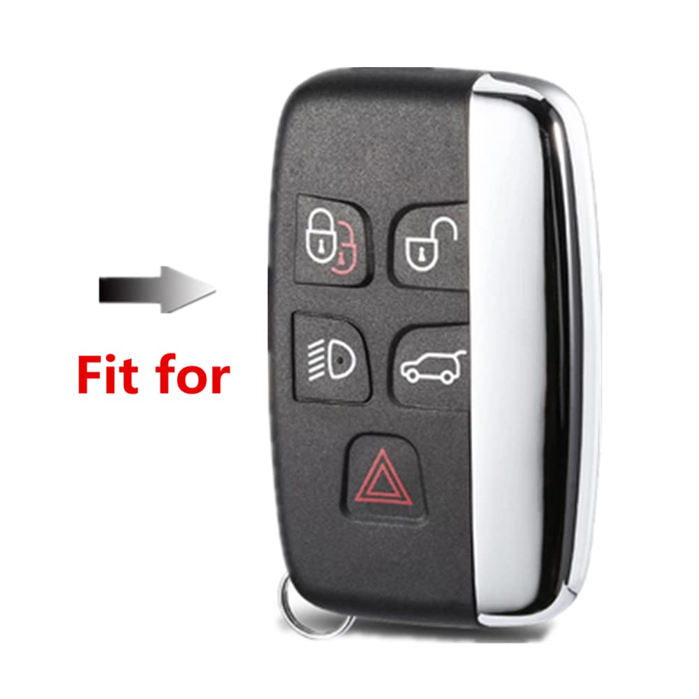 EMagTech Cover Per Chiave Auto In TPU Con 5 Pulsanti, Compatibile Con Land Rover E Jaguar, Colore Argento Metallizzato Con Stelle - 3