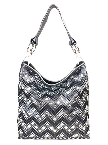 Sparkle Gem Chevron Rhinestone Hobo Bag