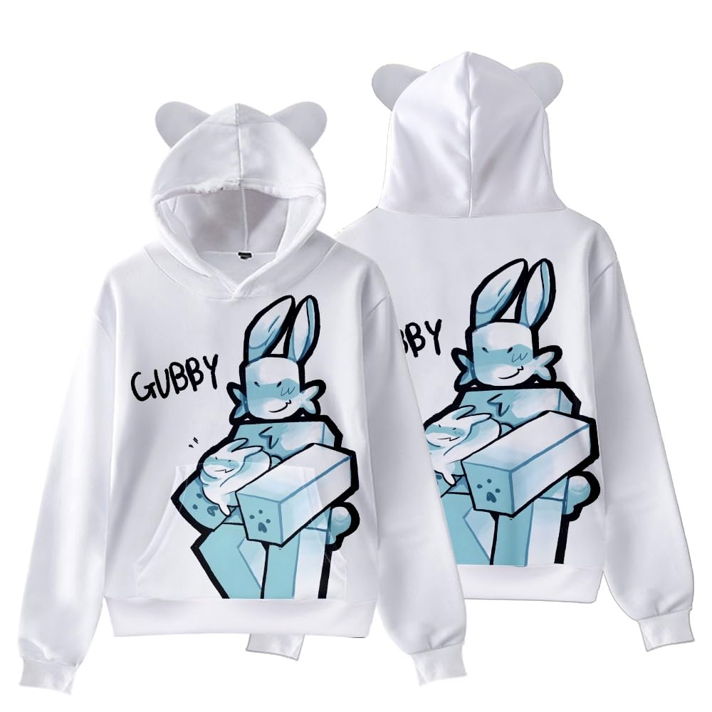Hzsyc Boys Forsaken Gubby 3D Figure Printed Sweatshirt Kids Funny Cute Rabbit Gubby Cat's Ear Shaped Hoodie (C05,11-12years)