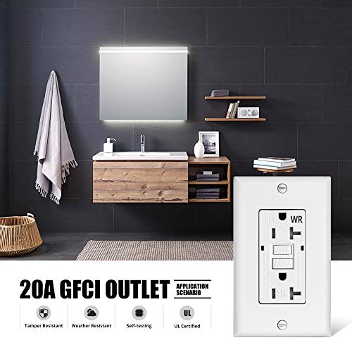 20Amp Gfci Outlet Receptacle Outdoor –Duplex Self Test Tamper Resistant And Weather Resistant Ground Fault Circuit Interrupter Outlet For Indoor Or Outdoor, Including Wall Plate And Screws #TOP6