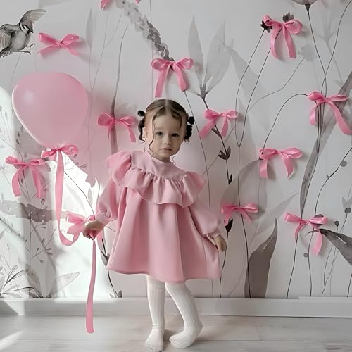 Image of Special You Satin Pink Ribbon Roll for Decoration- 5Pcs, Satin Ribbon 1 /2 Inch for Bow for Gift Wrapping, Aesthetic Room Decor Items Pinterest Finds, Wall decor items