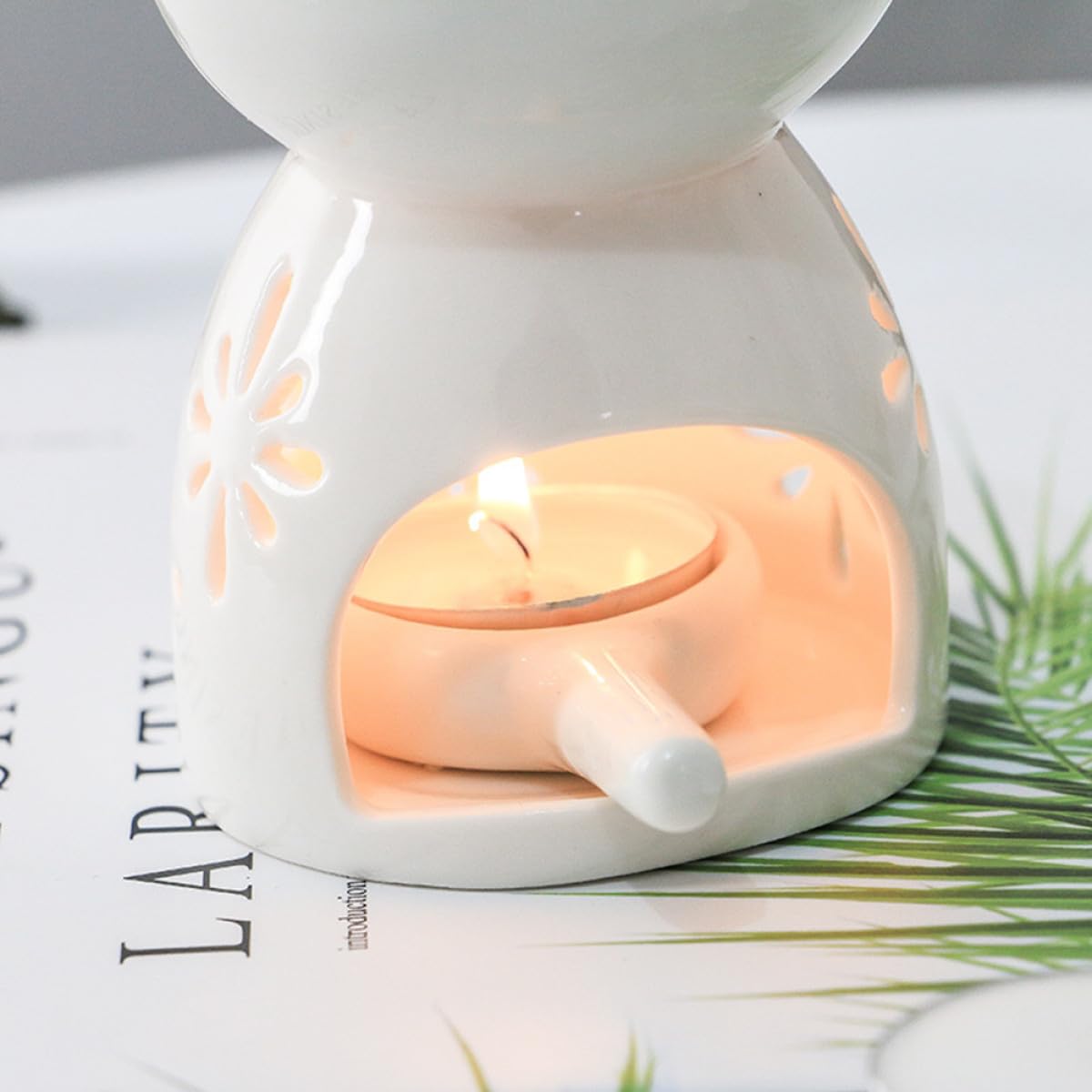 Cabilock Brûleur de Parfum d'Aromathérapie à Bougie Lot de 2 Céramique Design Élégant pour Chaleur Douce Décoration Intérieure
