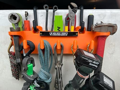 Big Rack Double D Tool Rack for Utility & Lineman Buckets Heavy-Duty Bucket Organizer with Double D Hooks Magnetized Tool Pockets & 325 lb Load Rating