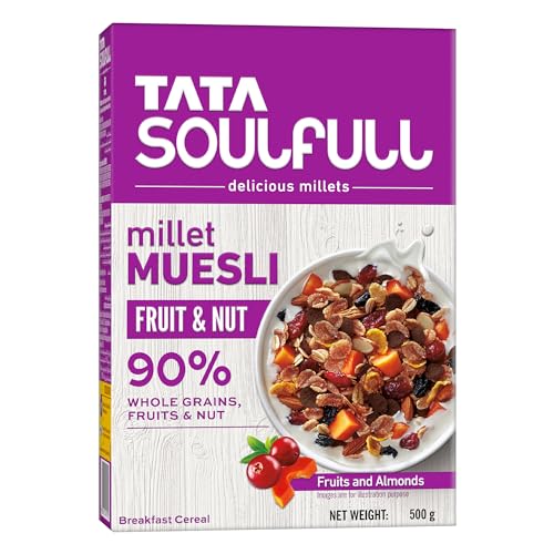 Tata Soulfull 90% Whole Grains Fruit and Nut Millet Muesli 500gm