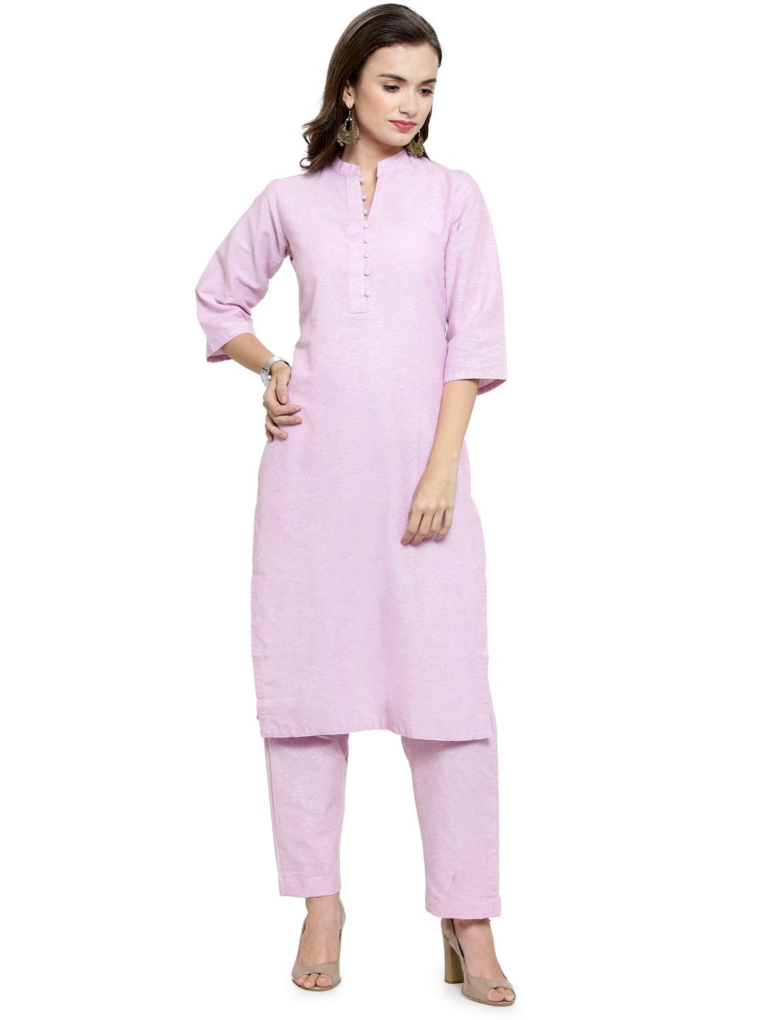 Mauve Collar Cotton Kurti with Culotte-image-16