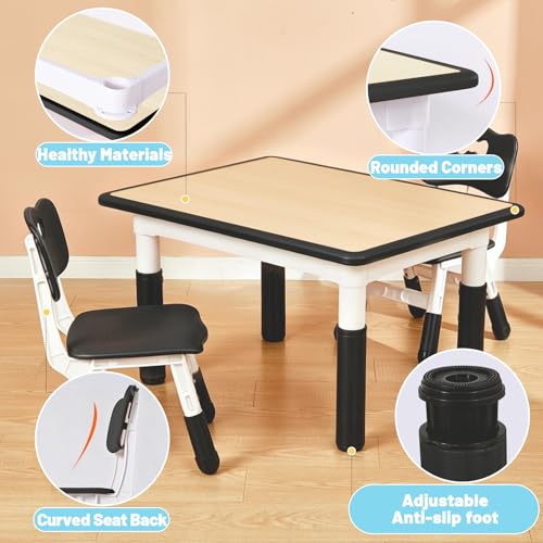 FUNLIO Kindertisch- und Stuhlset für Kinder von 3 bis 8 Jahren – 80 cm – schwarz