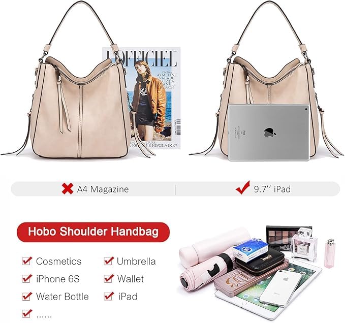 Image of Realer Hobo Crossbody Bags for Women Designer Faux Leather Hobo Handbags Retro Large Size Shoulder Bag Bucket Purse