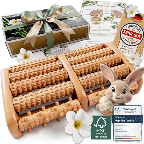 HELDSON® Fußmassageroller Holz - FSC®100% - Fußmassagegerät - Massage Roller für Fußmassage - Foot Massager - Fussmassageroller - Fussmassagegerät - Massagegerät für Füße - Fersensporn