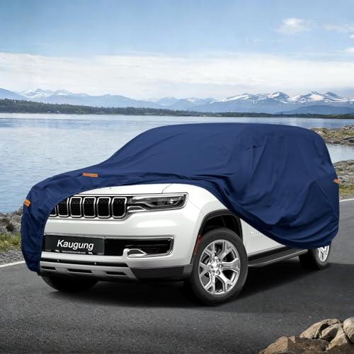 Image of Kaugung Custom Fit Car Cover for Jeep Wagoneer & Grand Wagoneer SWB (2021-2026), Heavy Duty Waterproof All Weather Outdoor Protection, Breathable Full Exterior Cover with Vent, Rain Sun Snow UV Proof